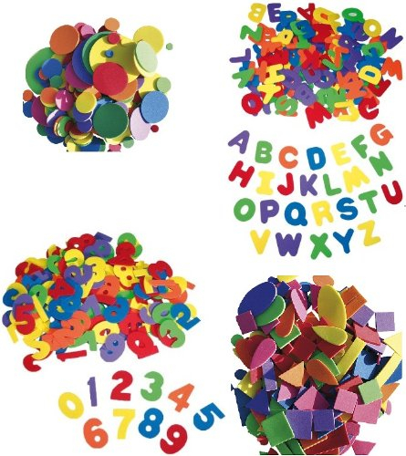 BUSDUGA - Moosgummi Bastelset 680 Teile- Buchstaben, Zahlen, Formen und Kreise - PREISVORTEIL