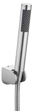 KES Handbrause Duschbrause Duschkopf Bad SUS304 Brausekopf mit Duschkopfhalterung und Duschschlauch Edelstahl Dusche Gebürstet, LP150-BS | Duschbrause Brausekopf Duschsystem Messing Brause Ersatz, LP150-BS