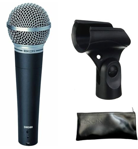 PROEL EIKON DM580 - Microfono dinamico cardioide, cablato, senza interruttore switch on/off, adatto per voce, canto, karaoke, palco, sala prove, Nero