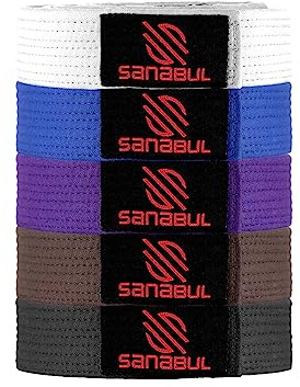 Sanabul BJJ Belt for Men & Women Brazilian Jiu Jitsu Belt with Ranking Stripes Sleeve Bar Kids Jiu Jitsu Gi Competition Approved - White, K0