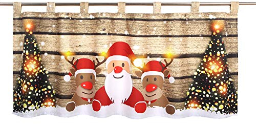 Delindo Lifestyle LED Scheibengardine Christmas Team für das Kinderzimmer, beleuchtete Bistrogardine, 45x120 cm, Moderne Gardine zu Weihnachten