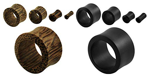 Flesh Tunnel in legno, set da 4 piercing e Legno, colore: 4 mm., cod. DPWB-DPWK-4mm