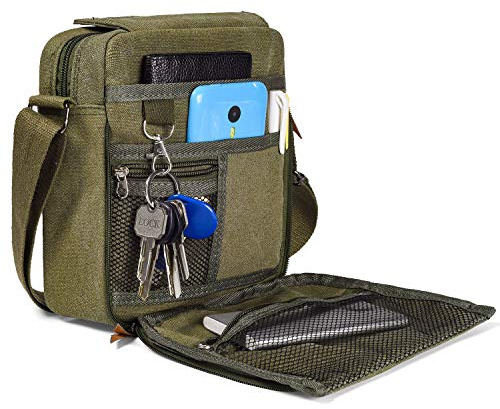 dealcase Liten kurirväska, vardaglig axelväska, reseorganisatörsväska, flera fickor, handväska, crossbody-väska, militärgrön