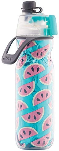 O2COOL Arctic Squeeze Insulated Mist 'N Sip Water Bottle-20 oz, 20 oz, Watermelon Slice