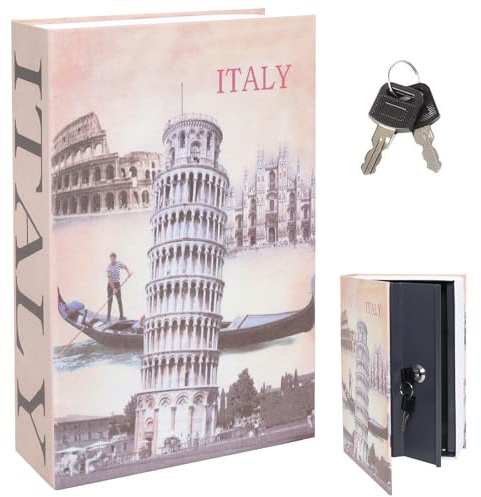 Diversion Book Safe with Key Lock, Parrency Hidden Safe Box of Classical Design, Medium, Italy, 9 1/2 x 6 x 1 1/3, SBH-M016
