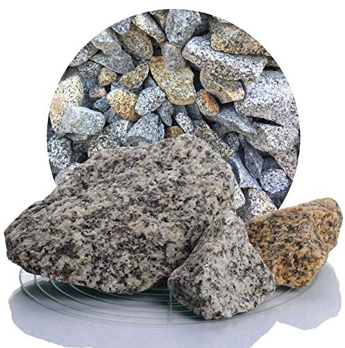 Schicker Mineral Granit Gabionensteine gelb-grau 60-120 mm 25 kg,Bruchstein | Farbecht, Steine, Füllmaterial für Gabionen, Steinkörbe, Naturprodukt, robust, witterungs-, frostbeständig, Gabionenfüllung