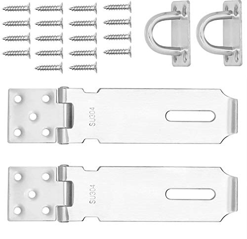 Sicherheits-Hasps für Vorhängeschloss, Hochleistungs-Sicherheits-Hasps aus Edelstahl 304 2 mm extra dickes Türschloss mit 18 Befestigungsschrauben 5 Länge (2er-Pack)