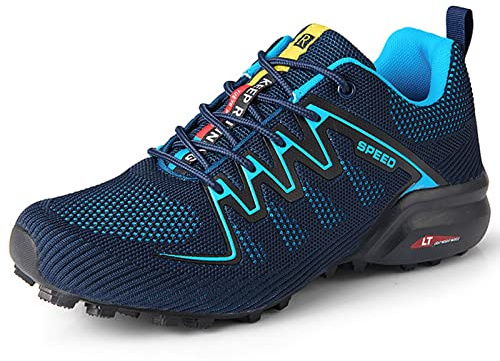 KUXUAN Cycling Shoes Men Peloton Road Bike Shoes, Non-slip and Breathable, Blue-46 EU