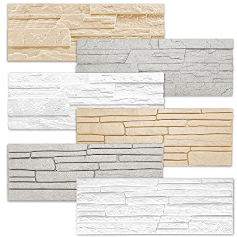 Revestimiento de pared de poliestireno Marbet EPS - revestimiento de pared efecto piedra para interior - (0,52 m², falda blanca) paneles de diseño de pared de piedra 3d sala de estar