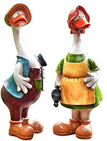 Uziqueif Anatre Decorazioni Giardino, Resina Anatra Ornamenti da Giardino Statua Animale Anatra Giardino Sculture Mestieri Decorativi per Patio Prato Giardino Decorazione