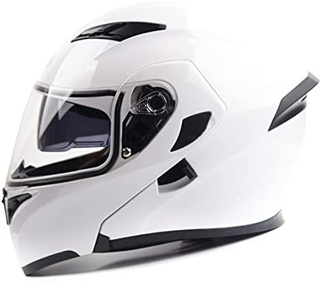 Motorrad-Integralhelm Integralhelme Modular-Helm Flip-Up Jet Helm Rollerhelm Herren Damen Sturzhelm Full-Face Motorcycle Helmet Klapphelm Atmungsaktiver Mopedhelm ECE-Zertifizierung,Weiß,XL