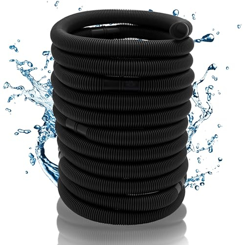 HAFIX Poolschlauch Ø38 mm, 15 m, schwarz, für Poolsauger und Filterpumpe | Flexibler PE-Saugschlauch mit angeformten Muffen für Poolsauger, Filteranlagen und Skimmer; UV- und chlorbeständig.
