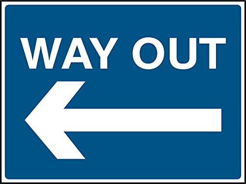 Way Out. Pfeil nach links, Schild aus Kunststoff, UV-bedruckt, wetterfest, Sicherheits-Warnaufkleber, Hinweisschild, verschiedene Material- und Größenoptionen