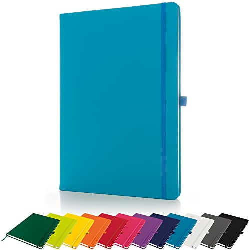 Savvy Bee Premium A4 Notebook New Lined Hardback Journal with Pen Loop, Elastic Closure and Ribbon Marker Notepad Note Book Notes Pad (Teal)