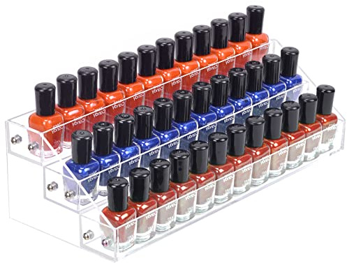 BTremary 3 Packs Clear Nail Polish Organizer Holder Shelf Rack, Acrylic Display Stand For Sunglasses Paint Essential Oils, Makeup Holder, Nail Poliahes Storage to 36 Bottles (Fit 1-2oz Bottles)