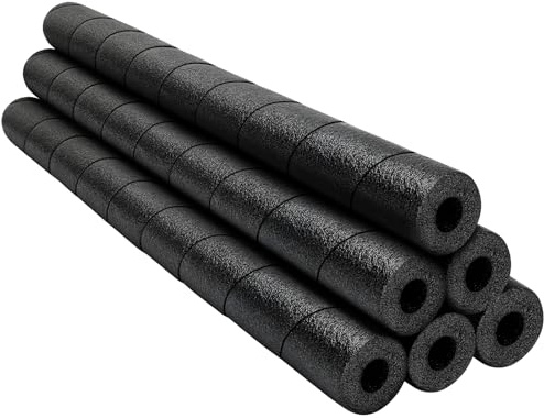 Kathfly 6 Pack 25 Inches Pipe Insulation Foam Tube Pipe Covers Wrap Pool Noodles Garage Pole Padding No Adhesive for Bumper Outdoor Basement Pole Protector(Black)
