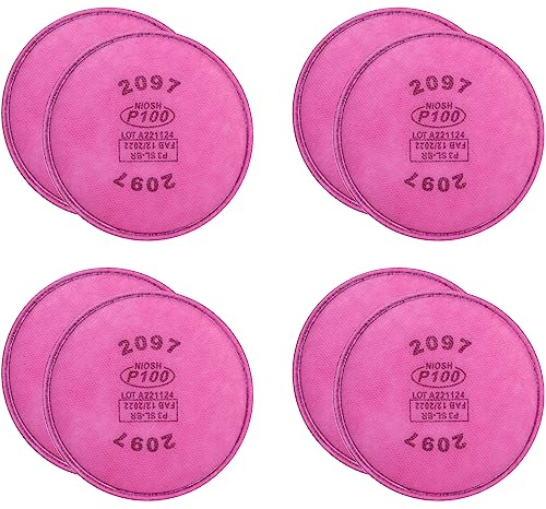8uds 2097 Filtros para Respirador, Filtros Algodon Respirador para Soportes Filtro P100 2097 Filters for Respirator para Máscara Respiración Serie 6000 6200 6800 7000 FF-4 para Contra el Polvo