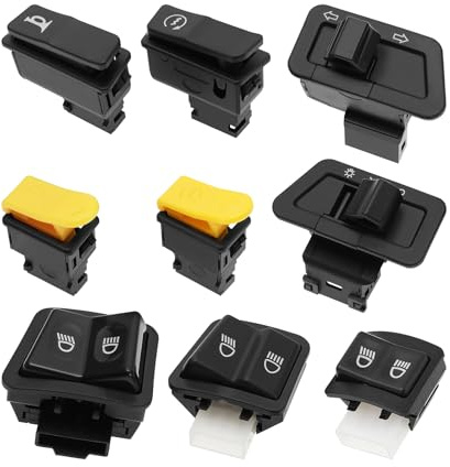 eMagTech 9pcs Boutons de Commutation pour Scooter Électrique Moto Interrupteur de Phare Clignotant Démarrage d'allumage Bouton de Klaxon Variateur d'intensité Compatible avec GY6