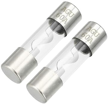 Partuto 2 Stück 60A Universal AGU Glassicherung - Auto - Metall Silberton