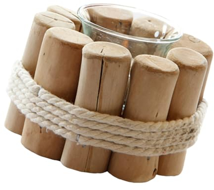 MAGICLULU Holzkerzenständer mit Kerzenhalter aus Holz und Kerzenständer im Landhausstil Stabiler Kerzenhalter für Stumpenkerzen Schöner Kerzenständer für Zuhome-Dekoration