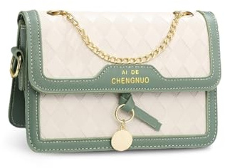 NICOLE & DORIS Damen Kleine Umhängetasche Mode Schultertaschen PU Leder Multifunktion Handtasche Crossbody Bag Kette Satchel Tasche mit 2 Schultergurt Grün