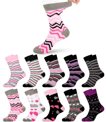 Jeasona Calcetines Coloridos para Mujer 39-42, Divertidos de Algodón, Traje Multicolor-1233, 35-38