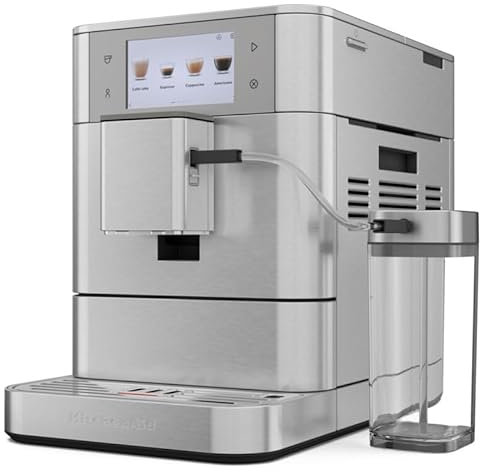 KitchenAid Macchina da caffè espresso automatica - KF8-40 ricette, 6 profili utente, montalatte per bevande vegetali, touchscreen 12,7 cm, silenziosa e in acciaio inox - Acciaio