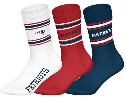 PATRIOTS 3pk Crew Socks - WHT/RED/BLU - 43/46