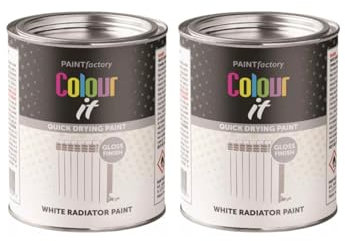 DIOXSTAR White Radiator Tin Paint, Gloss Finish, Quick Drying Paint, Suitable for Indoor and Outdoor Use on Metal, Wood, Long Lasting Protection, 300ml (2 PCS)