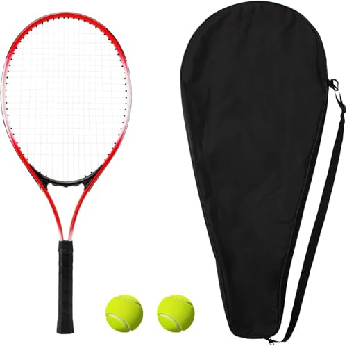 NEW-YIJUNSHUN Aluminum Alloy Tennis Racquet Set | 27in Adult Tennis Racket with Carry Bag & 2 Balls