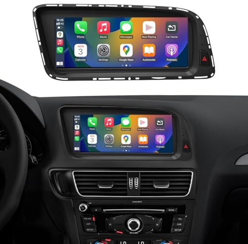 Road Top 8,9 tums bilradio trådlös CarPlay-pekskärm för Audi Q5 2009-2017 år med 2GMMI, bilradio stereo multimedia skärm, stöd för trådlös Android Auto, navigering, Mirrorlink
