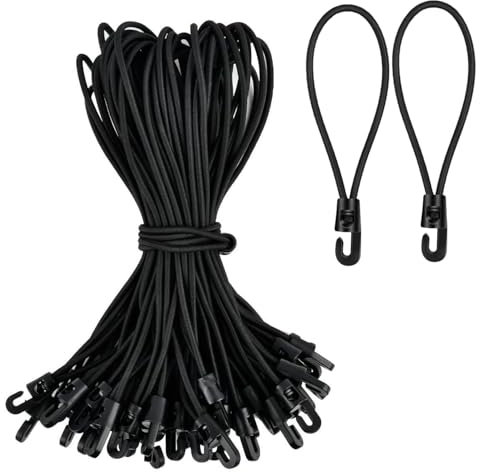 IZyufan 15 Pezzi Corde Elastiche con Ganci da 10 cm, Corde di Fissaggio Universali, Tenditori in Gomma per Teloni, Tende, Baldacchino, Striscioni, Bandiere, Bagagli da Campeggio