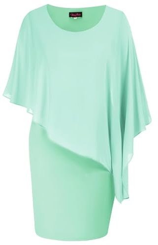 Hanna Nikole Abendkleider Glitzer GroßE GrößE Chiffon-üBerwurf Kleid Paillettenkleid Festliche Kleider Elegante Spitzenkleid Cocktailkleid Knielang Hochzeitsgast Outfit Party Kleider