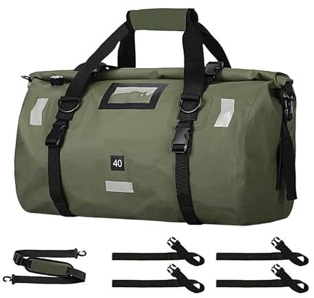 Générique Borsa sportiva impermeabile, bagaglio da moto | sacchetti asciutti per coda da moto 40 l, strisce riflettenti da viaggio all'aperto, borse da sella versatili per viaggiare, campeggio, kayak