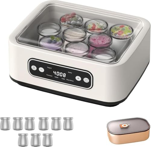 PLOTSAGE Yogurt Maker with Temperature Control & 48 Hour Timer, Intelligent Digital Yogurt Maker Machine, for Probiotic Homemade Yogurt, Greek Yogurt, Natto And Rice Wine,With cup,1600ML