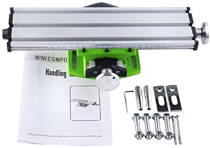 Ryanong Mini tornio in metallo, 310 x 90 mm, tavolo trasversale multifunzione per fresatrice, tornio, mini trapano da banco da tavolo, fresatrice, posizionamento incrociato, tornio ad alta precisione