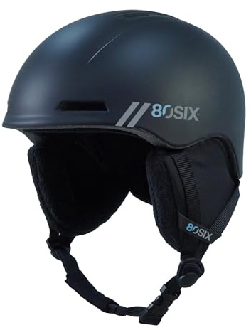 80SIX Skidhjälm män kvinnor unisex snösporthjälm med ventiler avtagbara öronkuddar EPS-skum PC-skal för skidåkning snowboard vuxna ungdom (svart matta, M/L)