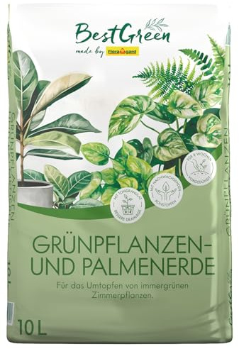 BestGreen Grünpflanzen- und Palmenerde mit Ton, vorgedüngt für Palmen und Zimmerpflanzen, 10 L