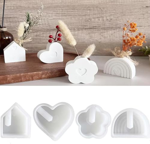 Silikonform Kerzenhalter, Gießform Kerzenhalter, 4 Stück silikonform Gießformen Weihnachten, Kerzen Formen,Harz Epoxid, DIY Silikon Kerzenformen