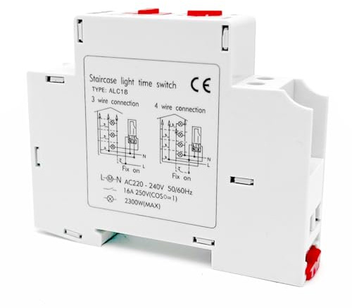 Temporizador De Escalera,Carril DIN para Huecos De Escalera Interruptor Temporizador Ajustable De 0,5A 20 Minutos Minutero Escalera 16A Timer