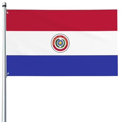 Bandera de Paraguay de 3x5 pies, de poliéster, impresión a una cara con doble visibilidad, resistente a la decoloración, ideal para decoración interior y exterior. Talla única.