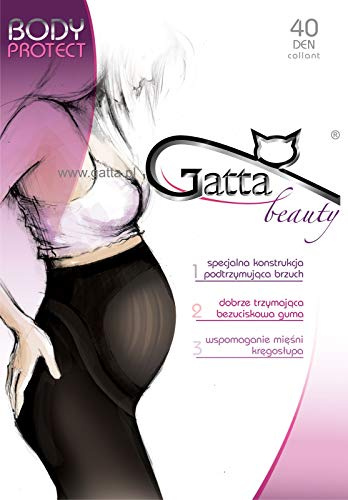 Gatta Body Protect 40den – Collant per donne incinte con speciale mutandina morbida molto elastica opaca – Taglia 3-M – Nero