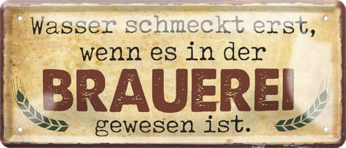 schilderkreis24 Blechschild 28×12 cm – Bier Spruch – Bar, Stammtisch & Partykeller (Wasser Brauerei)