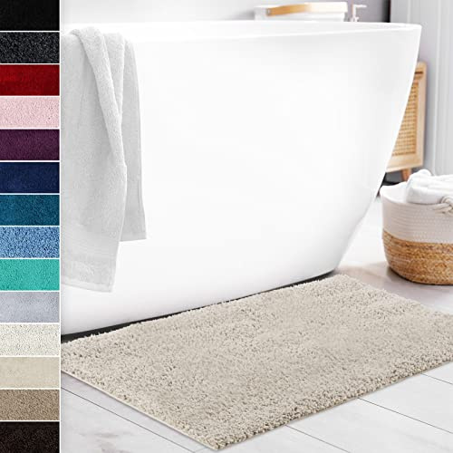 Floordirekt Badematte Sky Soft | Eckig & Rund | Badezimmerteppich | Extra flauschig | rutschfest & Schnell trocknend | Viele Farben & Größen (80 x 150 cm, Creme)