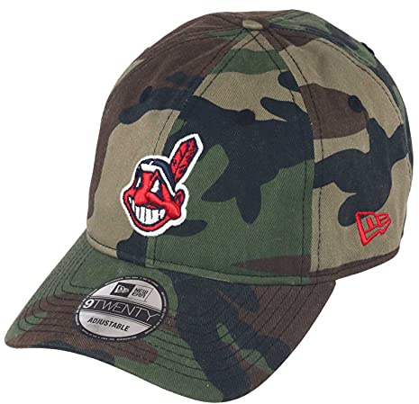New Era Cleveland Indians Woodland Camo 9Twenty Strapback Cap - One-Size