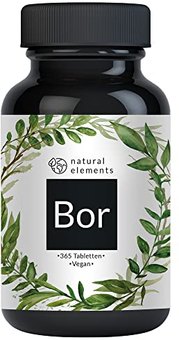 natural elements Reines Bor – hochdosierte 3 mg Boron pro Tablette – 365 Tabletten – vegan, natürlich, laborgeprüft & in Deutschland produziert