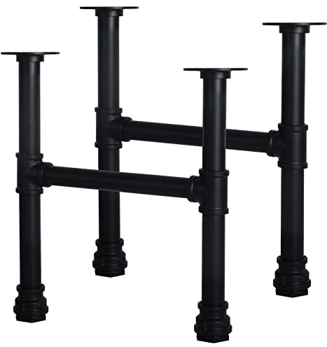 HouseAid 16 Inch Industrial Pipe Legs, Rustic Iron Legs for Custom Tables and Furniture, DIY Heavy Duty Metal Legs for Farmhouse Home Décor, Matte Black