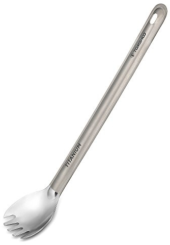 HUIOP Titanium Long Handle Spork with Polished Bowl Outdoor Portable Dinner Spork Cutlery Camping Backpacking Picnic,titanium camping spork
