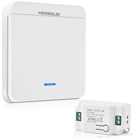 Wireless Light Switch 100-250V Remote Control Kit - Quick Create or Relocate On/Off RF Control Up to 660ft No WiFi Wiring (1 Portable Switch and 1 Receiver)