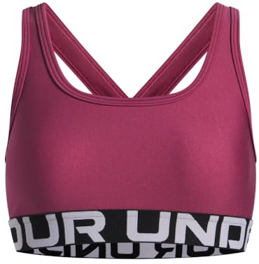 Under Armour Bambina Crossback Bra, Comodo Reggiseno Sportivo con Spalline Incrociate e Dettaglio a Goccia, Top Sportivo per Ragazze con Sostegno Forte,Fuchsia Dusk/White,YSM